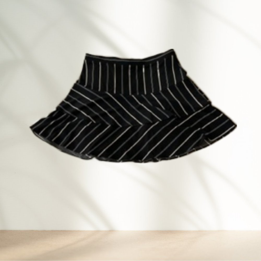 Express Striped Flared Mini Skirt